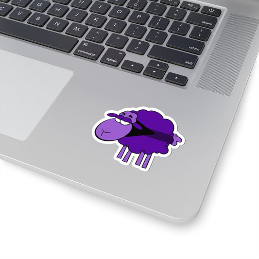 Purple Cartoon Sheep Kiss-Cut Sticker — Cute Laptop & Water Bottle Decal