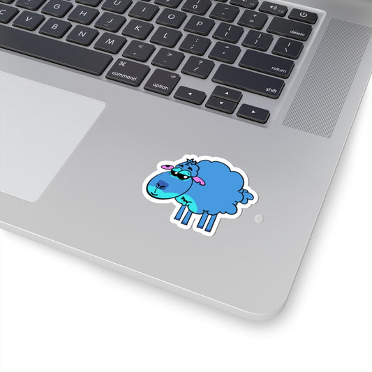 Blue Stitch Sheep Kiss-Cut Sticker — Cute Laptop & Water Bottle Decal