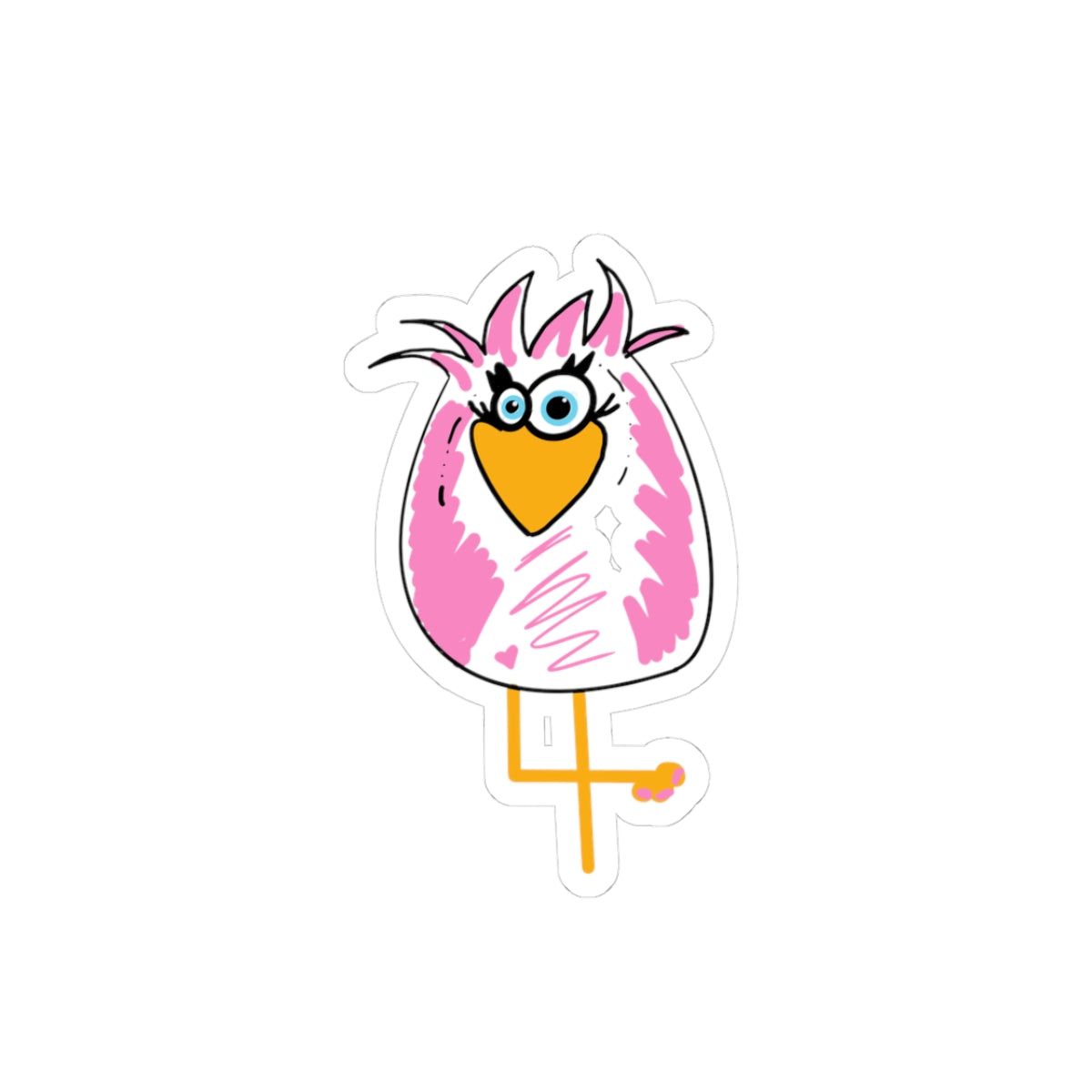 Cute Pink Bird Kiss-Cut Sticker — Fun Laptop & Water Bottle Decal
