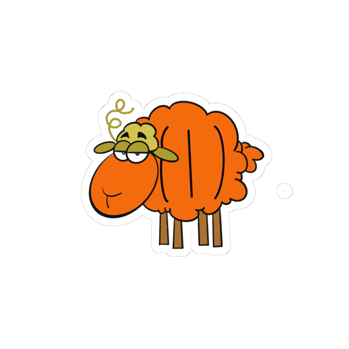 Pumpkin Cartoon Sheep Sticker — Cute Laughing Farm Animal Kiss-Cut Decal