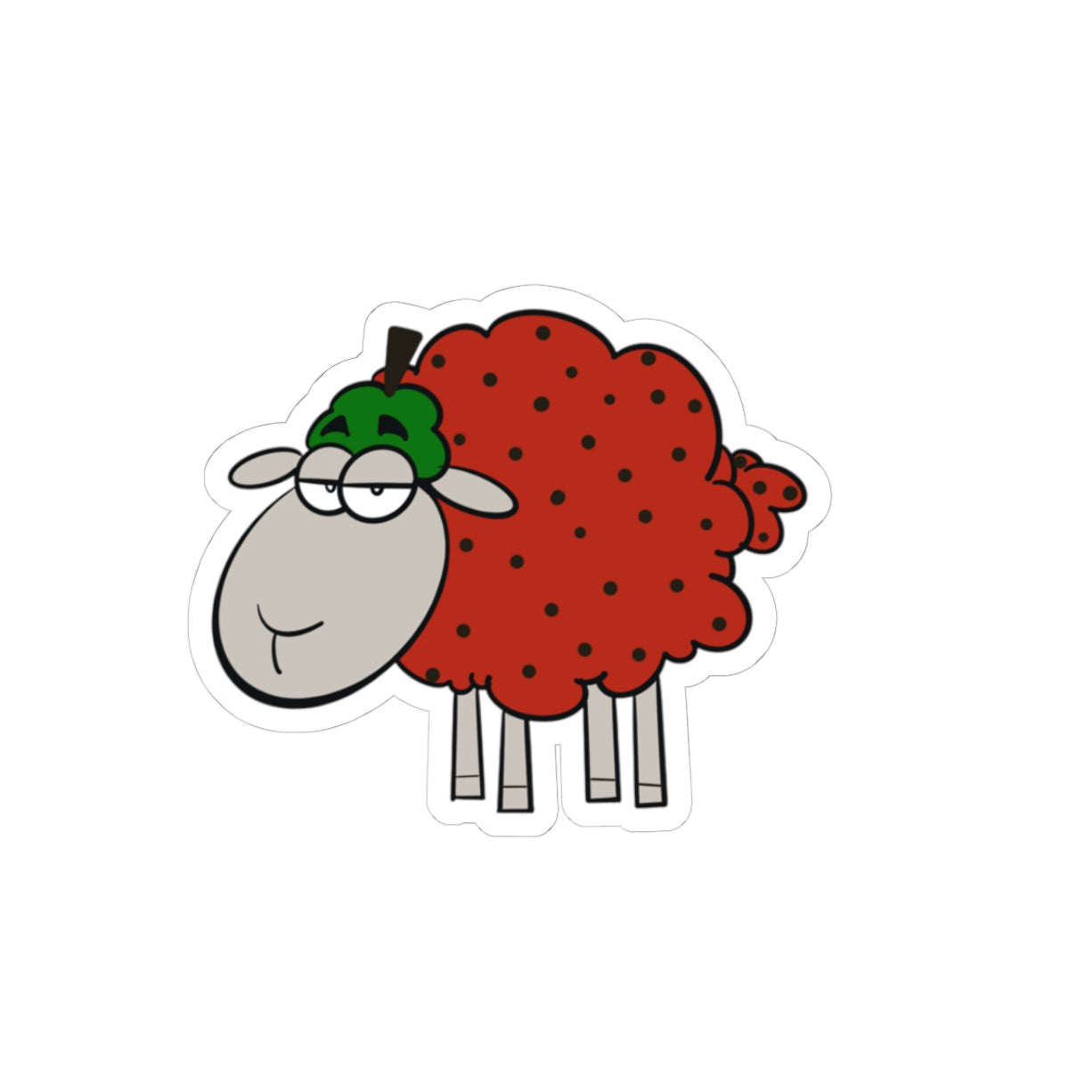 Red Sheep Sticker - Cute Cartoon Farm Animal Kiss-Cut Decal for Laptops & Water Bottles