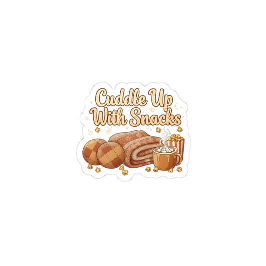 Cuddle Up With Snacks Sticker | cozy night art, hygge vibes