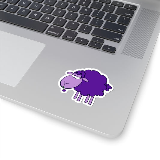 Purple Cartoon Sheep Sticker — Cute Kiss-Cut Laptop Decal