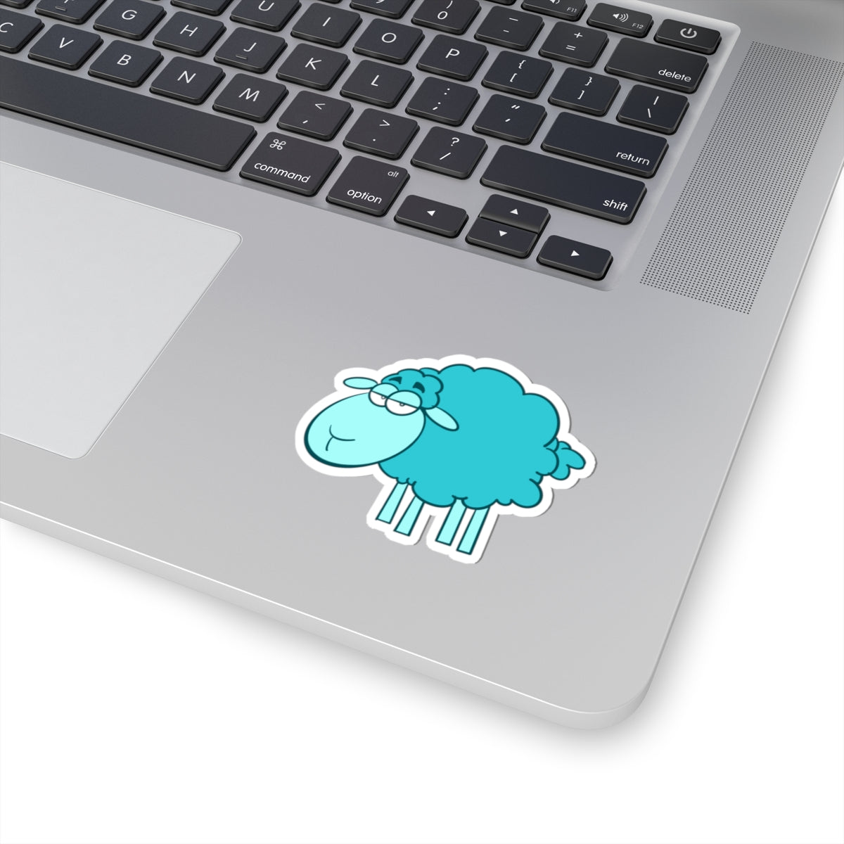 Blue Cartoon Sheep Kiss-Cut Sticker — Cute Funny Farm Animal Decal for Laptops, Water Bottles & Notebooks