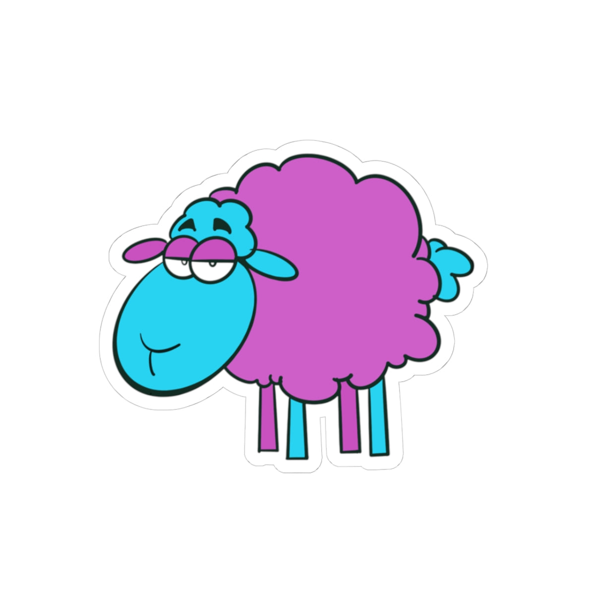 Cute Purple Sheep Kiss-Cut Sticker — Fun Pastel Animal Decal for Laptops & Water Bottles