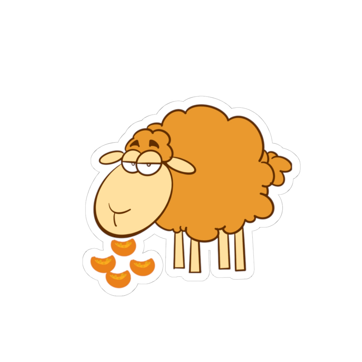 Orange-Inspired Sheep Kiss-Cut Sticker — Cute Pastel Farm Animal Decal