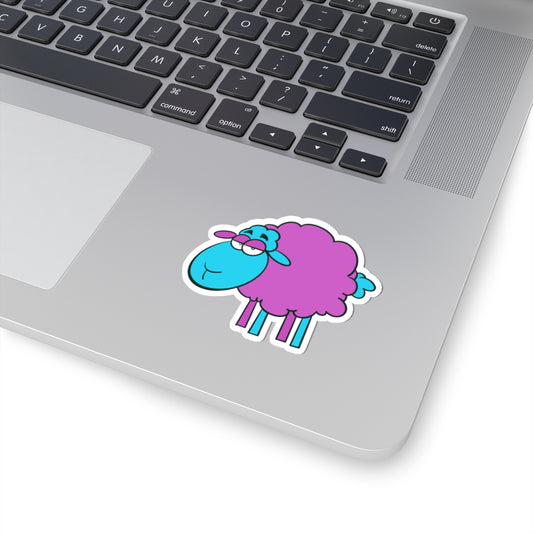 Cute Purple Sheep Kiss-Cut Sticker — Fun Pastel Animal Decal for Laptops & Water Bottles