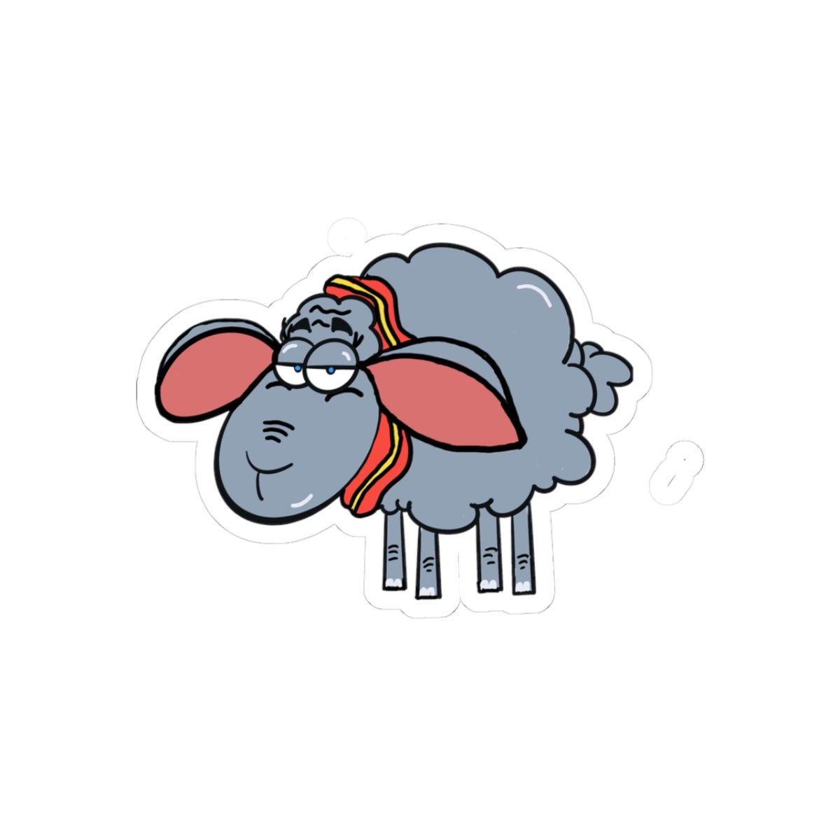 Cute Dumbo Sheep Sticker — Cute Grey Sheep Kiss-Cut Vinyl Decal for Laptops & Water Bottles