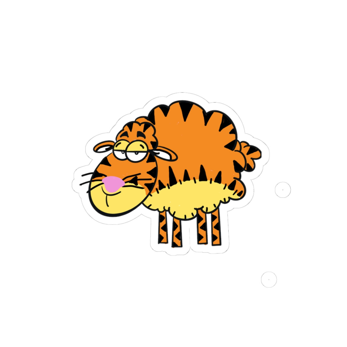 Funny "Tigger" Cartoon Cat Kiss-Cut Sticker — Cute Lazy Cat Laptop Decal
