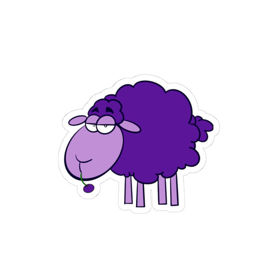 Purple Cartoon Sheep Sticker — Cute Kiss-Cut Laptop Decal