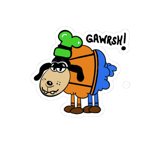 Gawrsh! Cute Cartoon Dog Kiss-Cut Sticker
