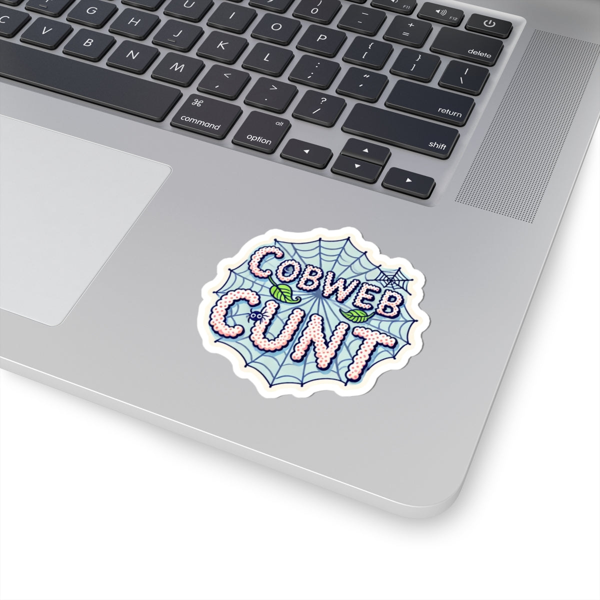 Sticker — "Cobweb Cunt" Decorative Kiss-Cut Sticker (Spooky Floral Spiderweb Design)