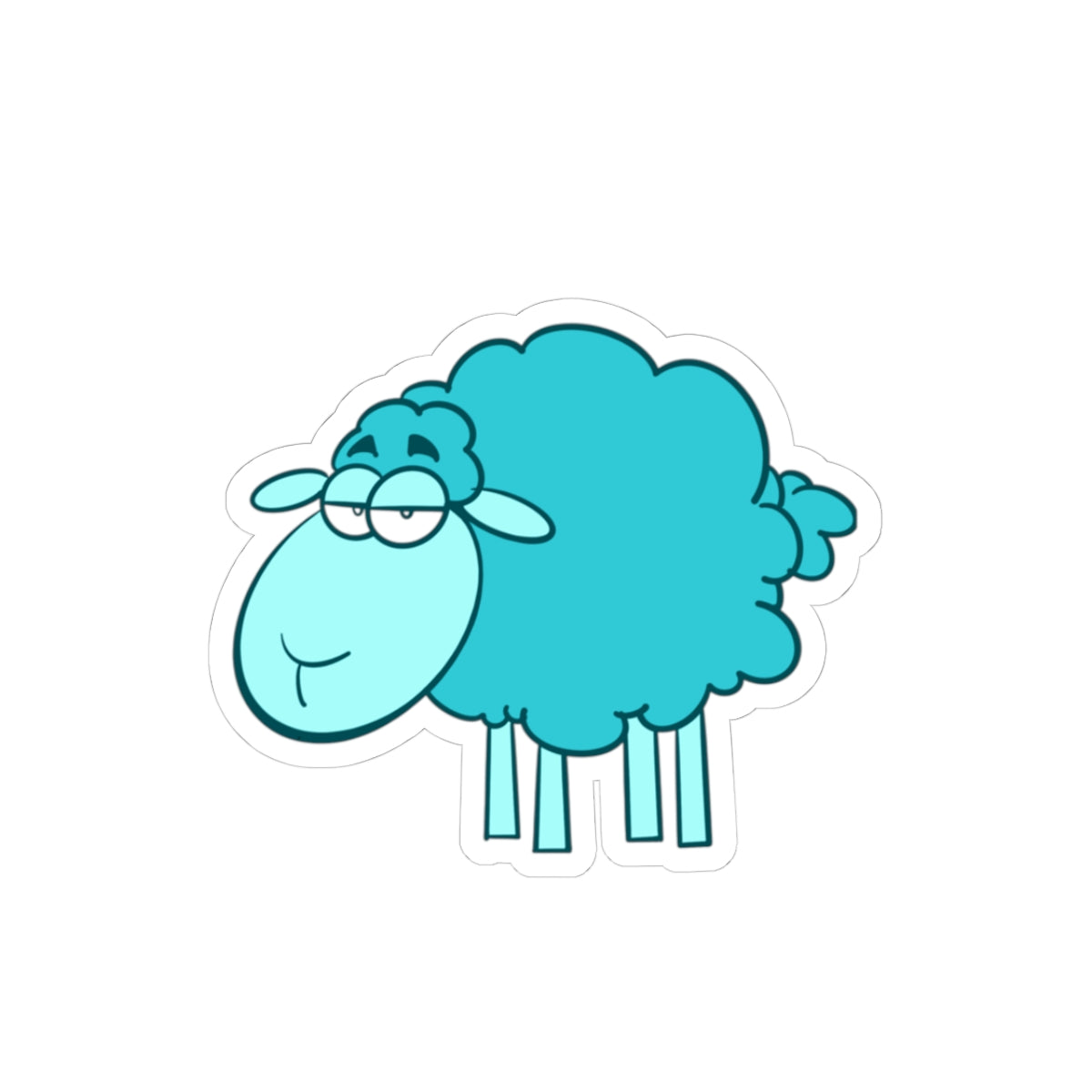 Blue Cartoon Sheep Kiss-Cut Sticker — Cute Funny Farm Animal Decal for Laptops, Water Bottles & Notebooks