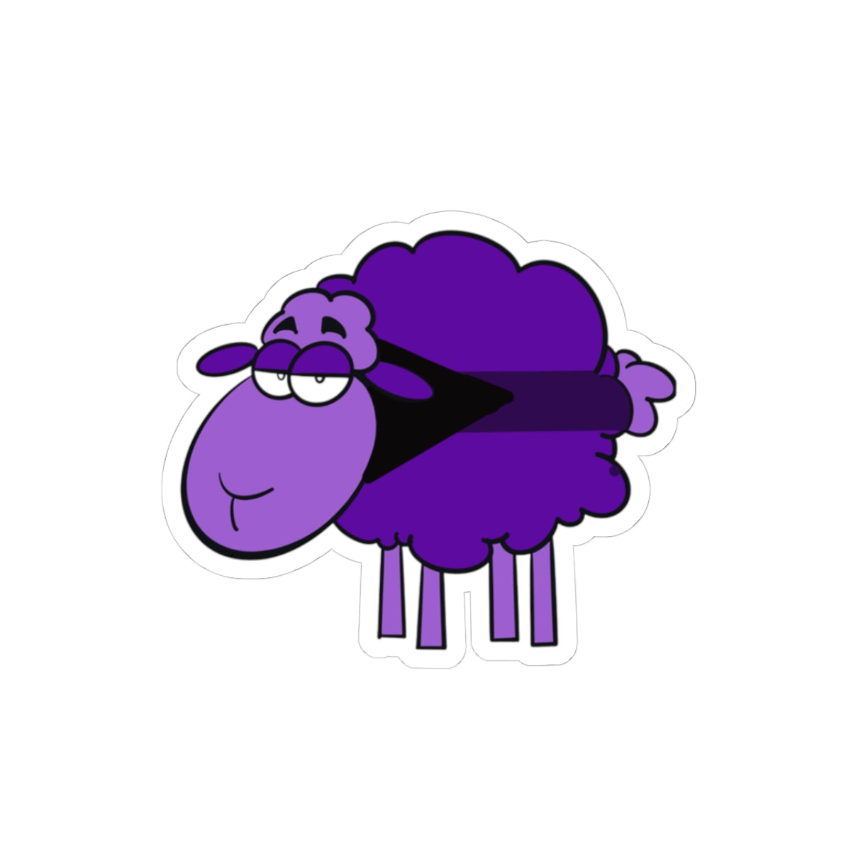 Purple Cartoon Sheep Kiss-Cut Sticker — Cute Laptop & Water Bottle Decal