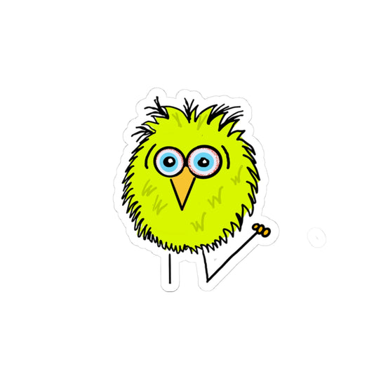 Cute Fluffy Chick Kiss-Cut Sticker — Yellow Cartoon Bird Laptop Decal