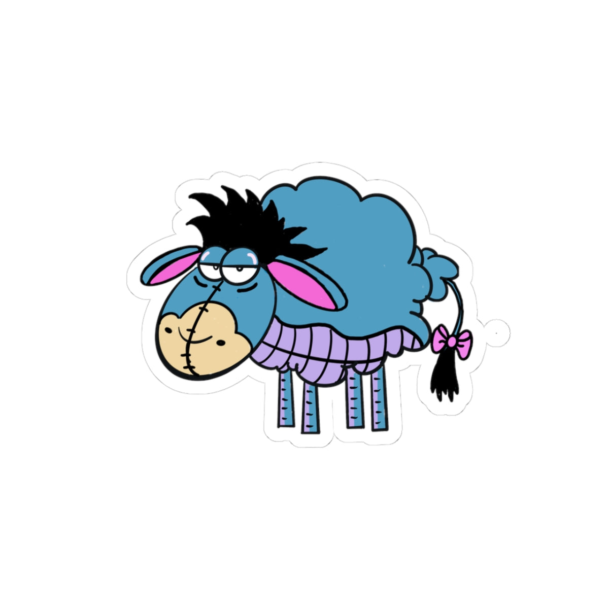 Blue Eeor Sheep Sticker — Cute Kiss-Cut Laptop Decal
