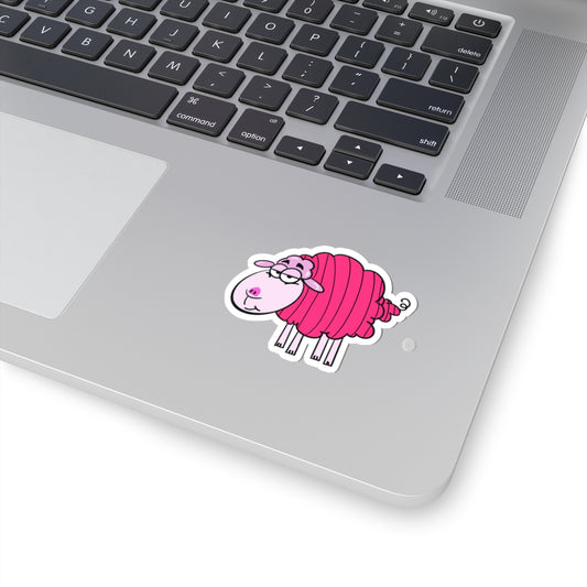 Cute Piglet Sheep Kiss-Cut Sticker — Funny Pastel Animal Vinyl Decal