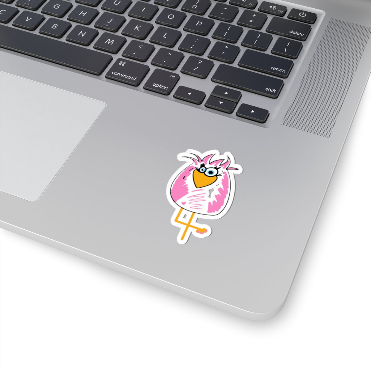 Cute Pink Bird Kiss-Cut Sticker — Fun Laptop & Water Bottle Decal