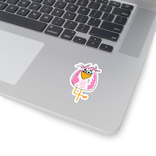 Cute Pink Bird Kiss-Cut Sticker — Fun Laptop & Water Bottle Decal